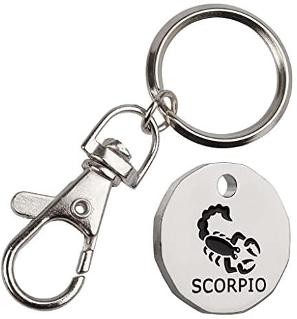 Harts New 12 sided Shape Zodiac £1 coin Trolley Tokens Keyrings Supermarket Locker 1 (Scorpio)