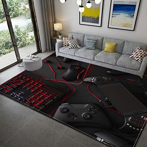Sticker Superb. Teenager Jungs Teppiche Gamer Gamepad Wohnzimmer Player Kinder Spielteppich Küche Korridor Badezimmer Fußmatte Rutschfeste Matte (Schwarz,160x200 cm)