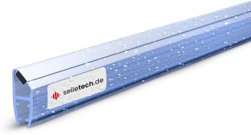 Seiletech.de Magnetdichtung UM01 – 2 m – Dichtung für 4mm 5mm 6mm Glastür – Transparent – Wasserabweisprofil – Duschabdichtung – Duschwand – mit Gummilippe – Schwallschutz – Duschdichtung