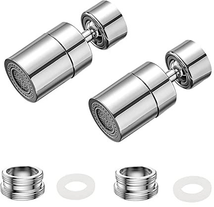 UYUYong 2 Stücke Wasserhahn Sprudler 360° Drehbar Wasserhahn Wassersparer M22- M24 Messing Wasserhahn Luftsprudler für Aufsatz