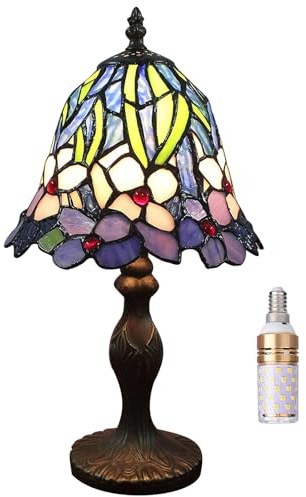 Kinbolas Tiffany Style 7 Zoll Tischlampe Buntglas Lampenschirme Kleiner Nachtlampe Antike Schreibtisch Licht Wohnzimmer Schlafzimmer Büro Vintage Art Deco Viktorianisch