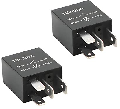 CGEAMDY 2 Pcs Relé De Coche 12 V 30 A, 4 Pin SPDT Práctico Fiable Para Vehículo, Auto, Barco, Carro, Camiones, Aire Acondicionado O Furgoneta