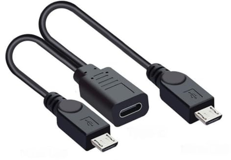 Chenyang Câble de splitter USB C Multi charge, Câble d'extension de charge USB C 1 vers 2 Micro USB Supporte la charge de deux appareils en même temps 0,3 m