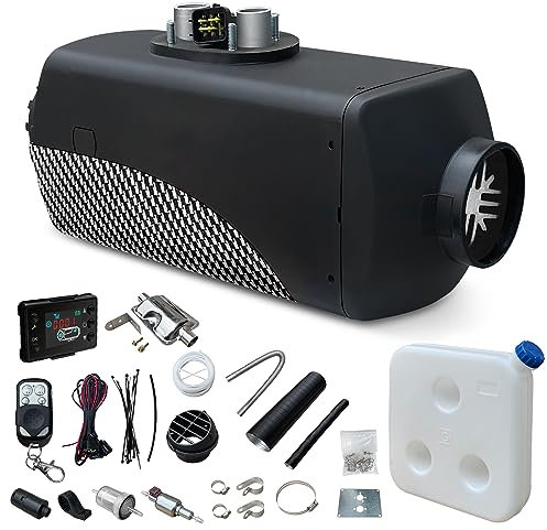 KIASTER 5KW / 8KW 12V Diesel Heater Air Parking Heater Diesel Night Heater With LCD Display & Remote Control & Fuel Tank for Car Trucks Boat Trailer RV Caravan Campervans (Carbon Fiber+Black, 5KW)