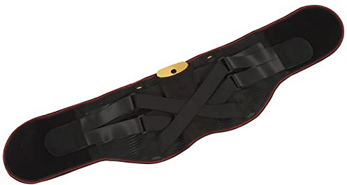 Cinturn lumbar, soporte lumbar placa de acero ensanchada negro transpirable con almohadillas de masaje para proteccin de cintura deportiva (L