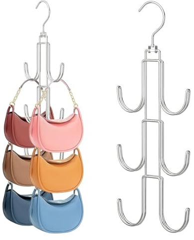 Greyoe Krawattenhalter, Gürtelhalter Kleiderschrank, Schalbügel, Hanging Bag Rack Multifunktionale Gürtel Krawatte Sling Hook Organizer für Krawatten, Schals, Tücher, Taschen, Schwarz (Silber Drehen)