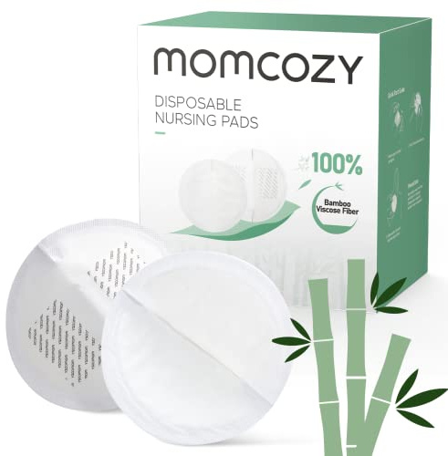 Momcozy Einweg-Stillunterlagen aus Bambusfaser, 100% natürliche Materialien und 100% biologisch abbaubar, nur Hautkontakte, die meisten natürlichen Materialien, für empfindliche Haut, einzeln