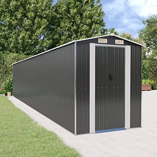LAPOOH Geräteschuppen, Gartenhaus, Gerätehaus, Fahrradgarage, Gartenhütte, Geräte Schuppen, Gartengerätehaus, Anthrazit 192x1021x223 cm Verzinkter Stahl