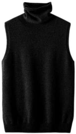Chaleco De Punto Mujer - Mujer Otoño Invierno Sin Mangas Cuello Alto Suéter Suéter Básico Suave Cachemira Prendas De Punto Moda Tops,Negro,XXL