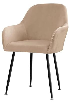 CZADMXP Samt Stretch Stuhlbezug Mit Armlehne, Stuhlhusse Abnehmbare Esszimmerstühle Bezug Stuhl Abdeckung Sessel Schonbezug Für Esszimmer, Bankett, Büro (Kamel,6er Set)