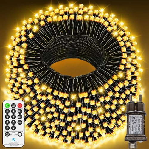 LYNNON LED Lichterkette Außen 15m 500 LED Lichterkette Outdoor Wasserdicht 8 Modi mit Fernbedienung und Timer, Lichterkette Innen für Party Hochzeit Ostern Garten Balkon Weihnachtsbaum deko(Warmweiß)