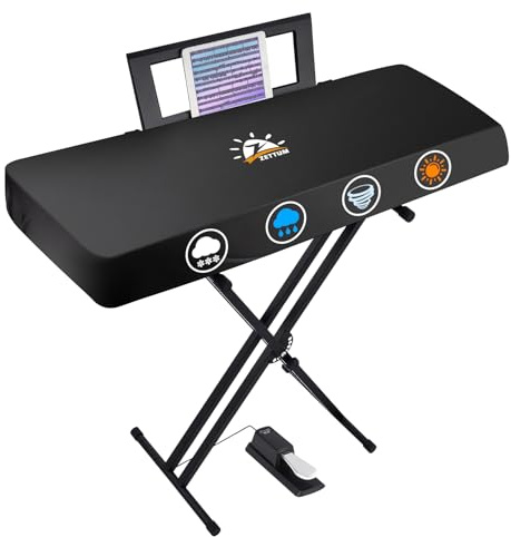 Zettum 88 Tastatur Klavier Abdeckung, Elektronische Klavierabdeckung Schwarz Staubschutz Schutzabdeckung mit verstellbarer Schnalle für Yamaha, Roland, Casio, Konsolen (129.5 x 35.6 x 12.7 cm)
