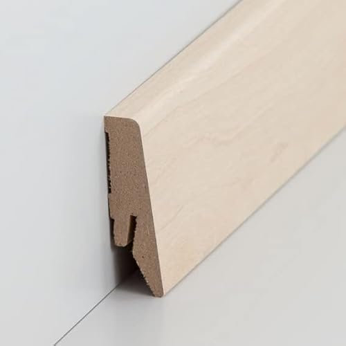 PROVISTON - Battiscopa in MDF, 18 x 58 x 2500 mm, nucleo in legno di acero, per incollare, clip, viti e chiodi, 12,5 m, 5 pezzi