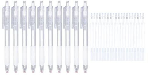 10 Stylos à Colle Blanche, Stylo à Colle à Pointe avec 20 Recharges de Remplacement pour Bricolage, Scrapbooking, Pratique et Rapide, Action Facile, Matériau en Gel,