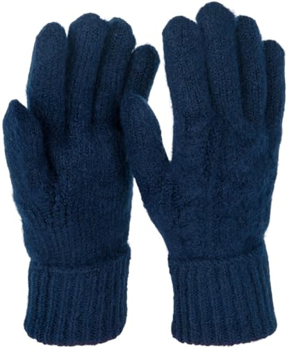 styleBREAKER Damen Strickhandschuhe Zopfmuster Wollmix | Isolierendes Gewebe, elastische umgeschlagene Bündchen gegen Kälte. Einheitsgröße für Handumfang von 16-21 cm (Größe 6-8).
