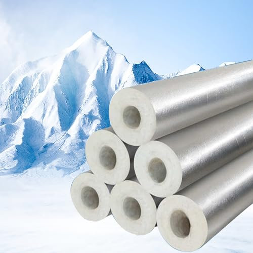 HSPLXYT High-temperature pipe insulation material, self-adhesive fireproof heat-insulating glass wool. Industrial/construction use ID 27mm/1.06”- 219mm/8.62”(ID219MM/TH50MM)