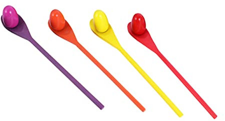 ibasenice Wooden Balance Game Spoon Race Set for Kids Children’s Sensory Integration Training Outdoor Relay Race Toys 4 Colored Spoons and Balls Party Lawn Game