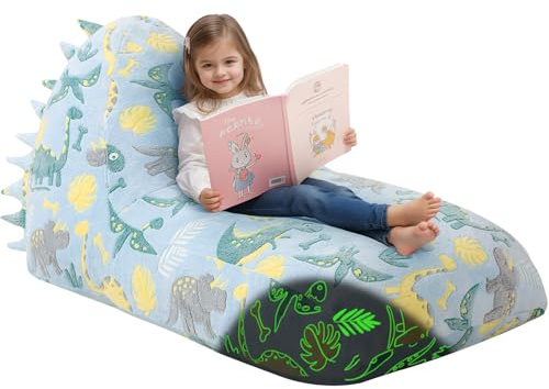 MeMoreCool Large Bean Bag Chair For Kids Adults, Blue, Dinosaur Pattern