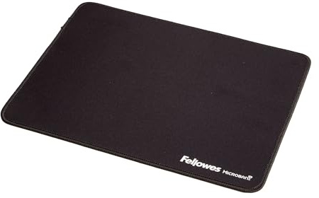 Fellowes Breyta Alfombrilla de Ratón Ergonómica Extragrande Negra, Base de Goma Antideslizante, Bordes Cosidos Resistentes, Protección Microban, y Optimizada para Ratones Ópticos y Láser