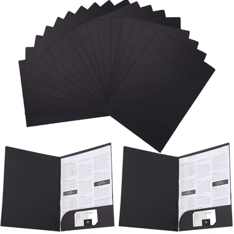 Präsentationsmappe a4 aus 350g/m² Kraftpapier Dokumentenmappe a4 Mappe mit Taschen Papier Urkundenmappe Sammelmappe fur Buro Konferenz Business, 310 x 220mm (20, Schwarz)