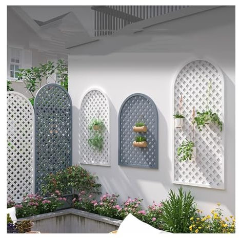GRRICEPL Clôture en Arc, Grand Treillis Mural pour Plantes Grimpantes, Brise-Vue Décoratif Autoportant(Blanc,90x150 cm)
