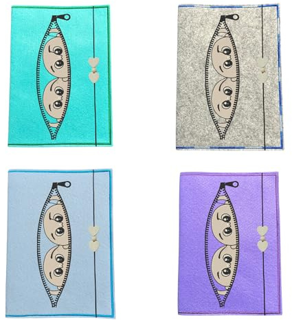 Mutterpasshülle Zwillinge aus Reißverschluss – personalisiert aus Filz – bestickt mit süßem Zwillingsmotiv – Geschenk zur Schwangerschaft – Ultraschallbild Tasche – handmade