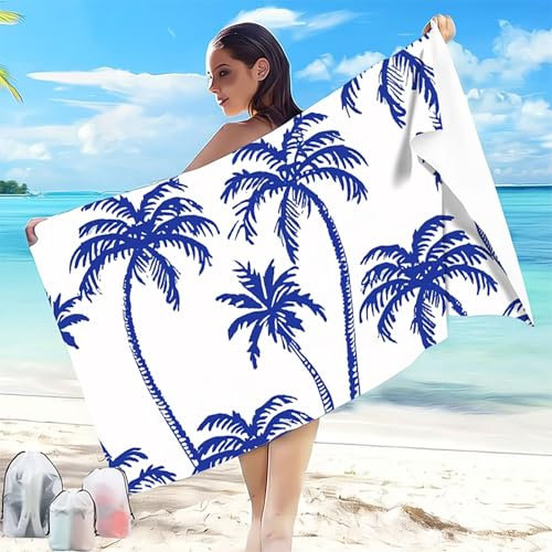 Telo Mare Grande 80x160 mm Blu Telo Mare Microfibra Ultra Assorbente Antisabbia Asciugatura Rapida Uomo e Donna Stuoia Spiaggia Leggero e Portatile per Piscina/Spiaggia/Viaggi Scialle Pianta 9-2