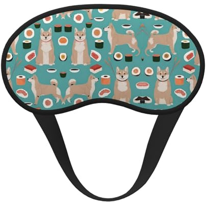 Bequeme, leichte Schlafmaske für die Nacht, zum Schlafen im Flugzeug oder zur Meditation – Shiba Inu und Sushi-Hundekunst, lichtblockierender Augenschutz für Erwachsene, Kinder, Jungen und Teenager
