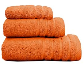Sedalinne - Juego de Toallas de Baño Completo 500 Gr Liso - Toallas Baño Grandes y Pequeñas Rizo 100% Algodón - Pack (1 Tocador + 1 Lavabo+ 1 Ducha) - Alta Absorción - Toalla Algodon - Naranja