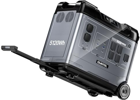 OUKITEL P5000E PRO Estación de Energía Portátil 5120Wh LiFePO4,4000W Generador Solar Con Enchufe de 5x 230V AC,100W Tipo C,con UPS y App,3200W Carga Rápida en 1 Hora,Para Camping,Autocaravana,Emergenc