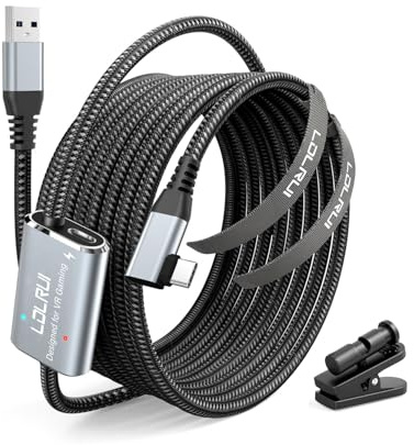 LDLrui Cable de enlace con puerto de carga de 5 m, compatible con accesorios Meta Quest 3/Quest2/Quest Pro y Pico 4/PC Steam VR, alta velocidad 5 Gbps USB 3.0 a USB-C para accesorios de auriculares VR