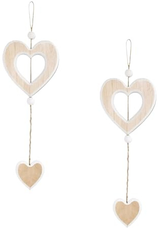 2 Stück Fensterdeko Hängend,Holzherzen Hängedeko,Fenster Deko Hängend,Deko Fenster Zum Hängen,Fensterdekoration,Holz Dekoherz Fensterdeko Dekoanhänger Für Hochzeiten Wohnzimmerdekoration Und Geschenke