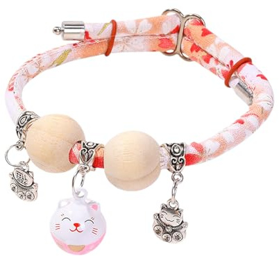 Cat Collar,Cedar-Bead Pet Cat Collar - All-Day Wear Animals Adjustable Necklace Aesthetic for Photography Training Travel Walking Holiday Yard