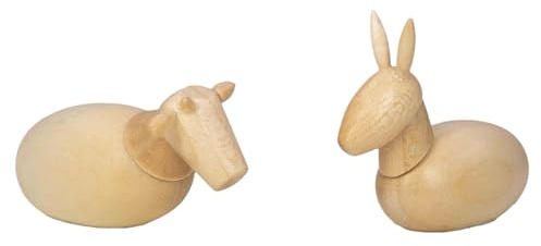 Rudolphs Schatzkiste Krippenfigur Ochse und Esel naturbelassen, stilisiert in 2 Teilen BxHxT 2x2,5x5cm NEU Krippentiere Holzfiguren Weihnachtskrippe Tierdarstellung Ochs und Esel Krippen