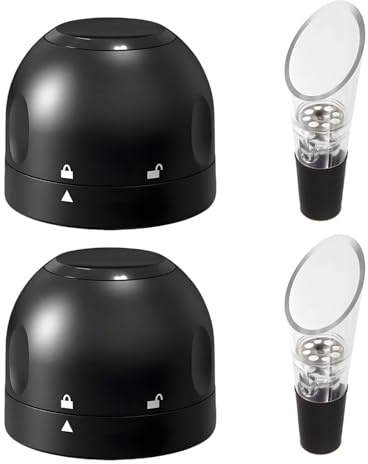 2 Pcs Reusable Sealed Wine Bottle Stopper, Champagne Stopper, Wine Saver, Prosecco Preserver, with Aerate Wines, for Beer, Champagne, Alcohol, Black