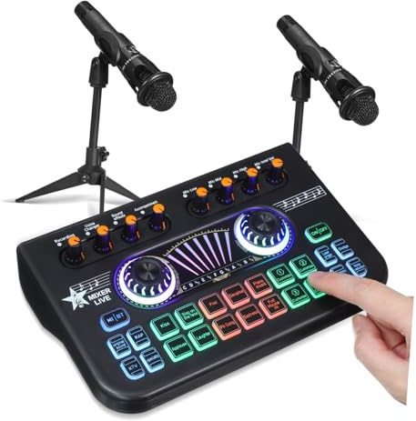 HANABASS Podcast Equipment Kit Microphone for Podcast Recording Studio Audio Interface for Live Streaming Professional Dj Mixer Sound Card