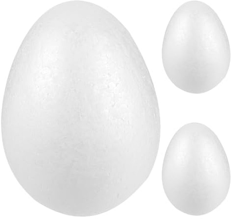 HAPINARY 3 Pezzi Uova in Schiuma Bianche Lisce per Decorazioni Pasquali Fai da Te Uova Finte Resistenti per Pittura e Progetti Artigianali di Pasqua Halloween e Natale