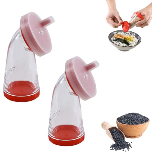 Macinino per semi di sesamo – Macinino manuale per sapore fresco, macinino per semi di lino, rotazione facile per riso, insalate, tagliatelle e saltate, compatto da 11,4 cm, corpo in plastica e anima
