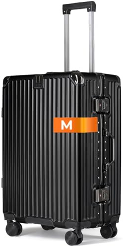 It'Go Aluminium Rahmen Koffer 56cm x 37cm x 23cm M Groß Hartschalenkoffer Gepäck mit 4 Rollen Handgepäck Reisekoffer Koffer&Trolleys Schwarz