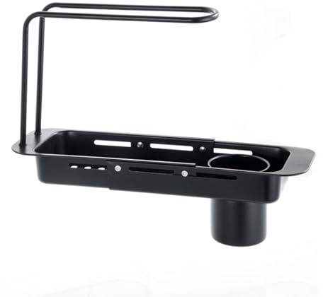 Égouttoir à vaisselle pour évier - Égouttoir à vaisselle en acier inoxydable - Organiseur de comptoir extensible - Support amovible et porte-ustensiles - Rangement pour évier de cuisine - Design