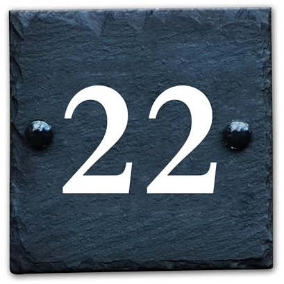 Housics Personalised Slate House Number Plaque, Black, 100x100mm, Design 3