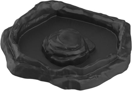 FytStycale Bol d'eau pour Reptile Gamelle pour Bol de Nourriture pour Reptiles Plateau d'alimentation Multifonction Imitation Pierre pour, Black S
