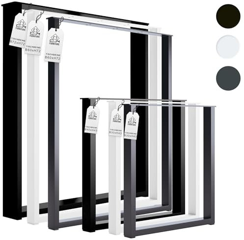 CM Furniture 2X Tischbeine Tischkufen Anthrazit Tischgestell 72 cm hoch Esstisch Schreibtisch Ideal für Premium DIY-Projekte Wohnzimmer Garten Terrasse Tischfüß Möbelbeine Stilvolle Loft | 60x72 cm