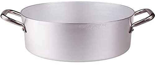 Pentole Agnelli PCMX0438 Casseruola Alta in Alluminio con 2 Maniglie in Acciaio Inossidabile, 21 Litri, Argento