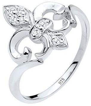 Elli Ring Damen Lilie mit Zirkonia Steinen 925 Silber