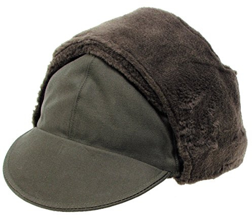A. Blöchel Original Wintermütze der Deutschen Bundeswehr mit Schirm und Ohrenschutz Größen (56, Oliv)