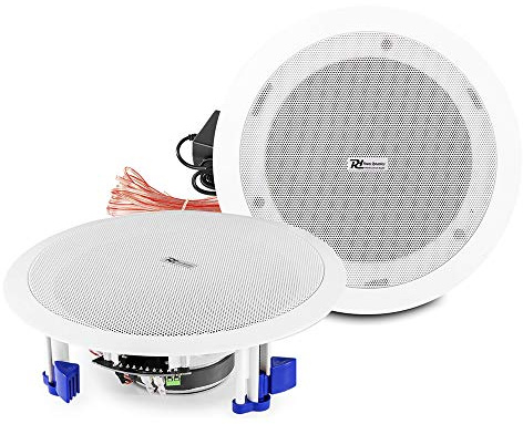 Power Dynamics PD CSBT65 6.5 Active Bluetooth Ceiling Speakers, Wireless 2-Way Design with Built-In Amplifier, Easy-Install Ceiling Mount for Home Audio Streaming