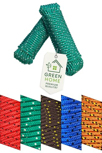 Green Home Seil 8 mm 40 m - 2 Stück-Set - Polypropylenseil PP, Festmacherleine, Allzweckseil, Strick, Gartenseil, Outdoor - Bruchlast: 700kg, 40m x 8mm 2er Set (2X 20 m), grün-weiß