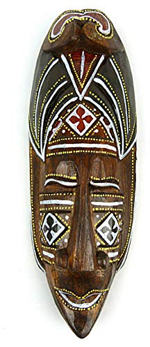 Coco Papaya Masque décor batik en bois 30cm. Déco murale style africain