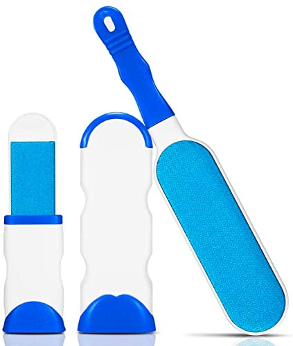 Alihoo Brosse Anti Poils Animaux,Brosse de Nettoyage avec Brosse à Poils Double Face et Base Auto-nettoyante,Vêtements/canapé/Voiture/lit (Bleu 1)